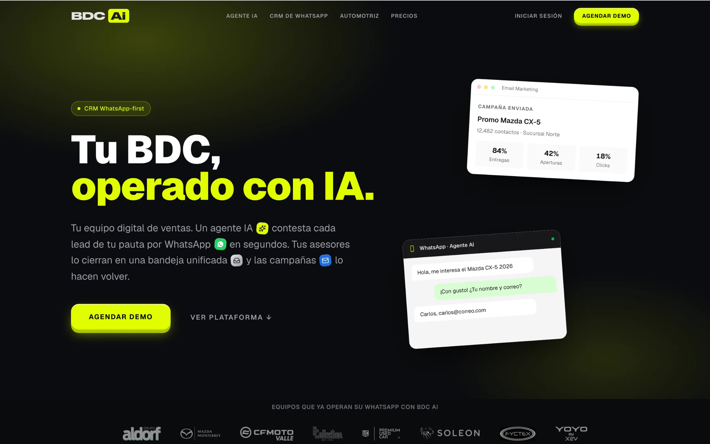 BDC Ai site hero: your BDC, run by AI