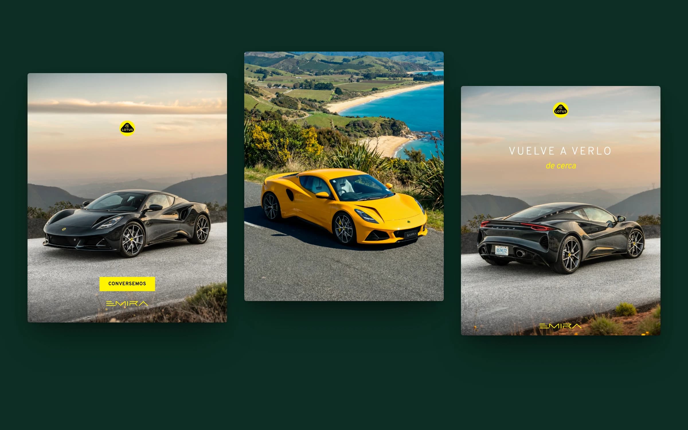 Three Lotus Emira ads made with our creative engine